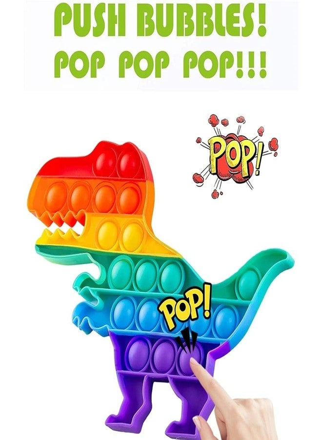 VGRASSP Pop It Fidget Sensory Toys, Stress Relief Silicone Pressure Relieving, Squeeze Novelty Gifts for Kids Children Adults - Color As Per Stock (Dinosaur) - Image 2